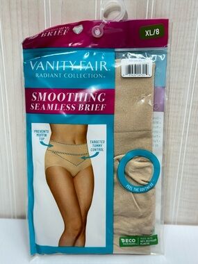 Vanity Fair Smoothing Seamless Brief in Nude and Teal Packaging